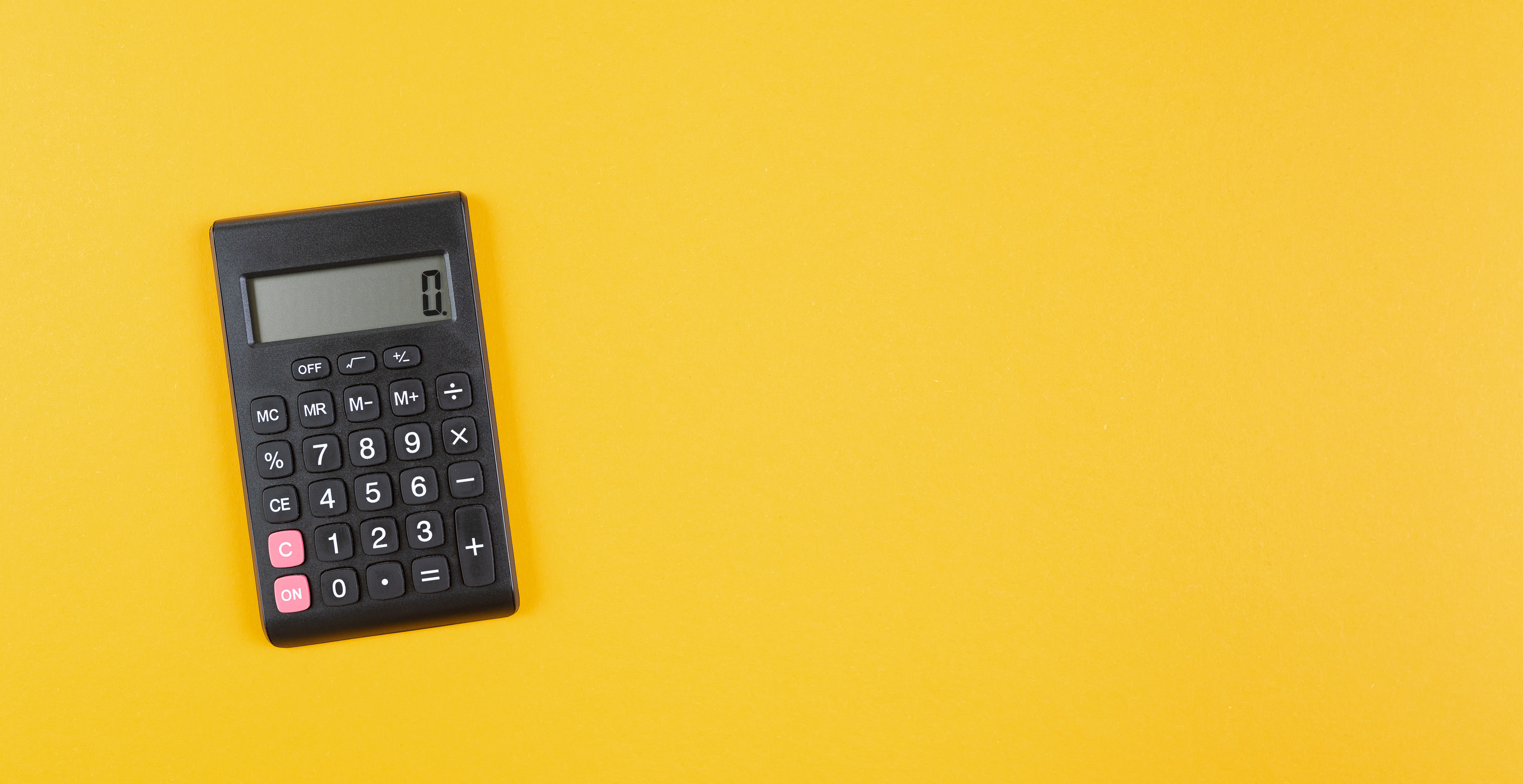 Pocket Calculator on Yellow Banner Background